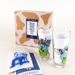 Loomit | "Corporate Cow" 62/22473 | Ritzenhoff Milk Graffiti Collection Spring 1997 | Limited Edition Box with two glasses, artist and Ritzenhoff info booklet