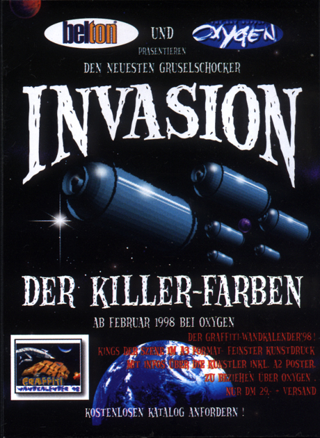 Oxygen the art supply Präsentation der Belton Oxygen Dosen: Invasion der Killer-Farben 1996